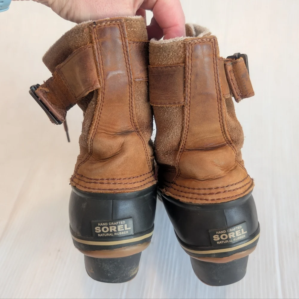 SOREL Winter Fancy Lace II Women's Brown Suede Lace-up Duck Boots Size 10